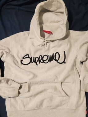 Supreme Raised Cursive Logo Hoodie Ash Grey SS22